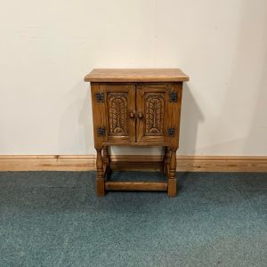 Small, Jaycee, Carved Oak, Pedestal Cabinet. (O141)