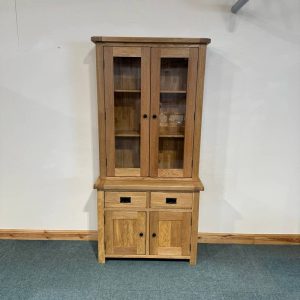 Small, Solid Oak, Glazed Dresser. (D135)