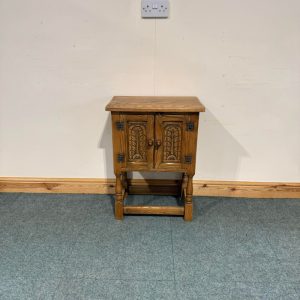 Small, Jaycee, Carved Oak, Pedestal Cabinet. (O191)