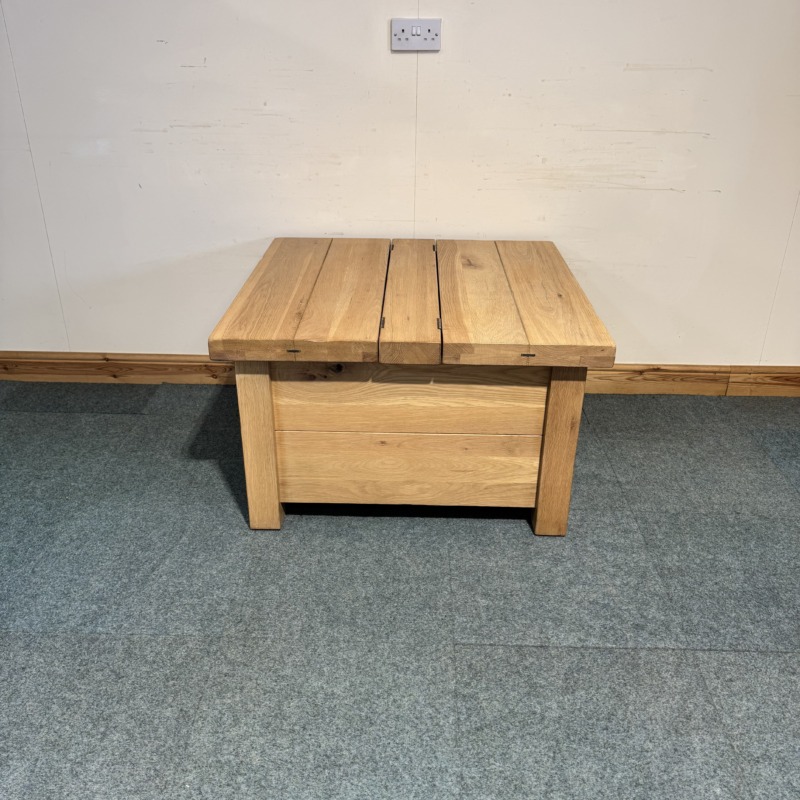 (CT180) Restored Vancouver Square Solid Oak Coffee Table - Large
