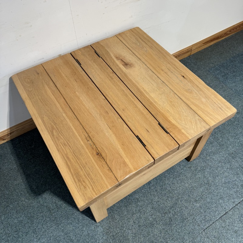 (CT180) Restored Vancouver Square Solid Oak Coffee Table - Large - Image 7
