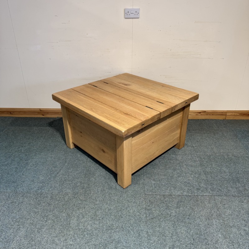 (CT180) Restored Vancouver Square Solid Oak Coffee Table - Large - Image 2