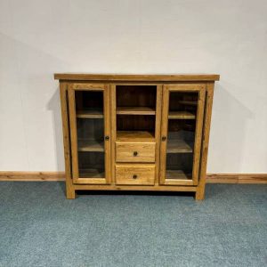 Large, Low, Solid Oak, Glazed Display Unit. (DU139)