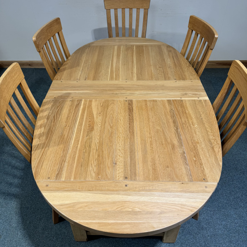 (TC343) Large, Oval, Solid Oak, Fixed Table and 6 Chairs. - Image 5