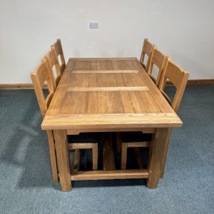 (TC350) Large, Solid Ash, Fixed Table and 6 Chairs.