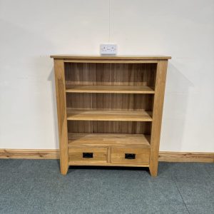 Small, Solid Oak, 2 Drawer Bookcase. (BC220)