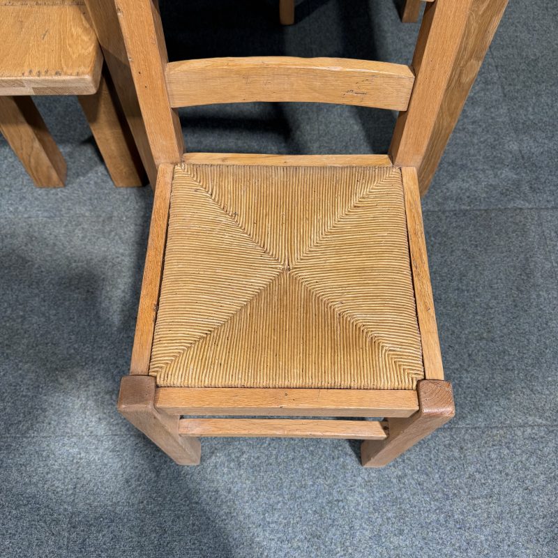 (TC354) Small, French, Distressed Solid Oak, Fixed Table, 2 Chairs and a Bench. - Image 7