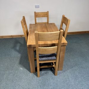 (TC365) Small, Solid Oak, Fixed Table and 4 Chairs.