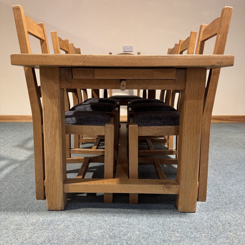 (TC359) Extra Large, French, Solid Oak, 2 Leaf Extending Table and 8 Chairs. - Image 8