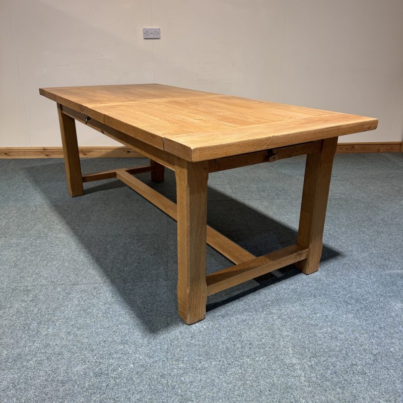 (TC359) Extra Large, French, Solid Oak, 2 Leaf Extending Table and 8 Chairs. - Image 4