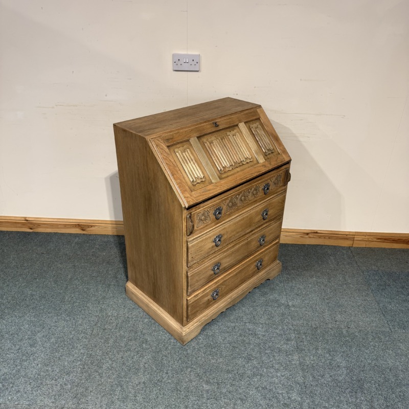 Medium Sized, Old Charm, Oak, 4 Drawer Bureau. (BX124) - Image 2
