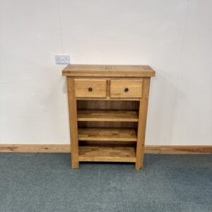 Small, Solid Oak, 2 Drawer Bookcase. (BC242)