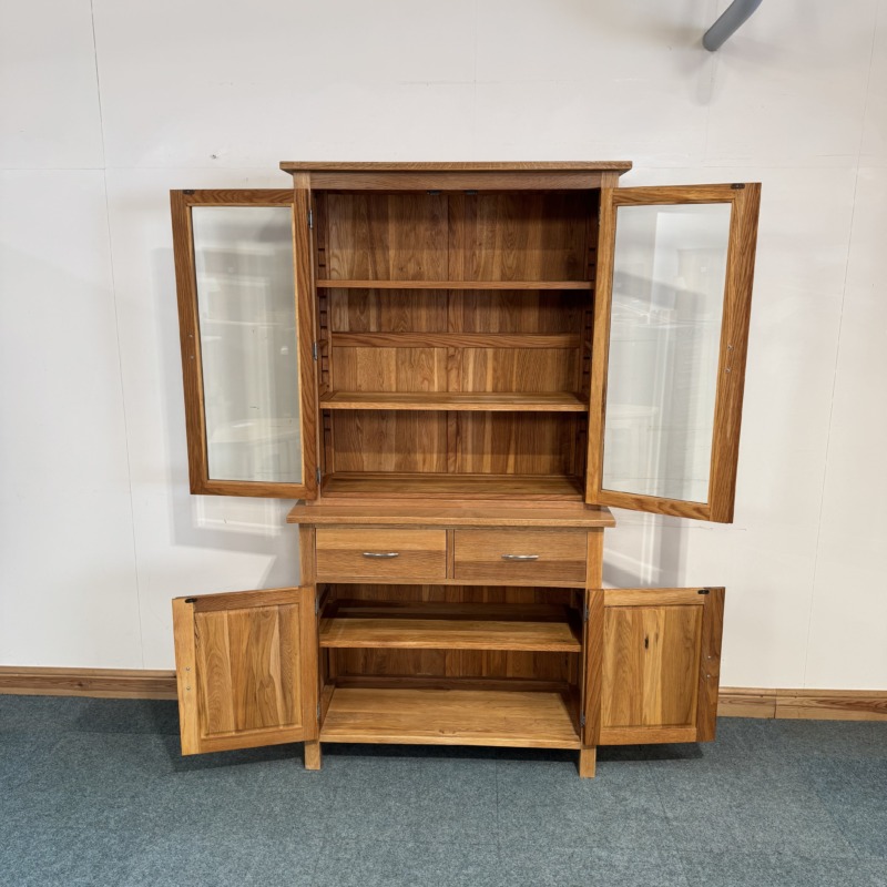 (D179) Restored Solid Oak Glazed Dresser - Small - Image 3