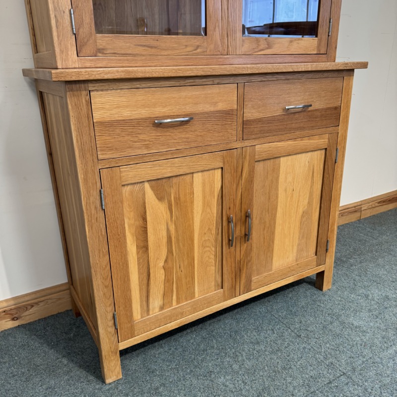 (D179) Restored Solid Oak Glazed Dresser - Small - Image 8